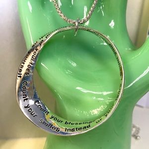 Inspirational Quote circle silver  necklace